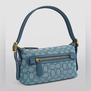 Coach Demi Bag Signature Jacquard Shoulder Handbag | Lake Blue